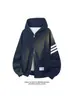 Sudadera con capucha y cremallera estilo retro americano con tres rayas, cárdigan para hombre, marca de moda versátil para otoño e invierno, chaqueta casual, top