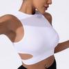 Sujetador Deportivo Sexy Hueco para Mujer con Almohadilla de Pecho Desmontable Push-up Yoga Running Fitness Ajustado Color Sólido Ropa Interior Primavera y Verano