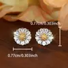 Pendientes de Plata de Ley S925 con Forma de Margarita Amarilla Estéreo Pendientes de Lujo Sencillos y Accesibles Pendientes Dulces de Verano de Alta Gama para Mujer
