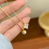 Collar de Zirconia Cuadrada y Perla de Moda Exquisita de Lujo Ligero Europeo y Americano Cadena de Clavícula Elegante Sencilla de Gama Alta Versátil