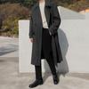 Abrigo de lana gruesa de invierno MYQ para hombre, estilo coreano, por encima de la rodilla, largo medio, cortavientos, holgado, con diseño de espiga, a la moda