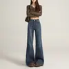 26 Jeans de tiro alto, no ajustados, ligeramente acampanados para mujer, otoño/invierno, corte holgado, pierna ancha, ligeramente acampanados, disponibles para dropshipping