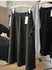 Elegante Falda de Lana Versátil Estilo Hepburn Engrosada Cálida de Cintura Alta Línea A Longitud Media Falda de Lana Tipo Paraguas para Mujer en Otoño e Invierno
