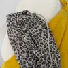 [Estampado de Leopardo Niebla] Pantalones casuales para mujer para otoño, con corte relajado, cintura con cordón, cintura elástica, diseño de pierna ancha holgada y estilo hasta el suelo