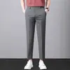 Pantalones ligeros de verano para hombre, pantalones de nueve puntos, pantalones casuales de alta gama, pantalones de vestir rectos de corte slim