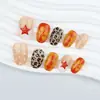 Flor Francesa Estampado de Leopardo Estilo Europeo Uñas Portátiles Transfronterizo Lunares Estrella Arte de Uñas Puntas de Uña Uñas Portátiles Venta al por Mayor 30 Piezas