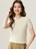 Suéter de cachemira para mujer, cachemira, manga corta, cuello redondo simple, manga tres cuartos, jersey, prenda interior, otoño e invierno, nuevo, diseño de flor retorcida