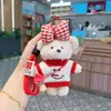 Llavero de Oso de Suéter Lindo de Moda Bolso de Muñeca de Peluche con Lazo a Cuadros Accesorio