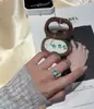 Colgante de collar de rosa octagonal de alta gama corte Milenio Paraiba Incrustado con Pendientes de botón de diamante de colores Anillo de diamante azul Para mujer