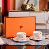 Nuevo Set de Tazas de Café Rey de la Selva con Doble Platillo, Plato Tamaño Filete, Plato de Cena, Set de Tazas, Caja de Regalo, Estilo Lindo