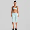 Conjunto de ropa de yoga transfronterizo con hermoso cuello halter en la espalda, sujetador deportivo de color contrastante, pantalones capri deportivos para correr al aire libre, conjunto de fitness