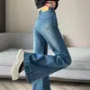 Calça Jeans Wide Leg Feminina Calça Flare Wide Leg Primavera 2025 Cintura Alta Emagrecimento Formato Pera Formato de Corpo Calça de Mendigo