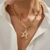 Joia Cruzada Europeia e Americana, Design de Colar Estrela de Cinco Pontas Plissada Simples e Personalizado, Colar Unissex Moderno e Versátil