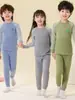 Pijamas Quentes Infantis, Roupas de Outono para Meninos, Conjuntos de Roupa Íntima para Jovens, Roupas de Casa para Meninas, Conjuntos de Roupa Base