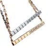 Nuevo Modelo Xiaojia Versión Alta Cubo de Hielo Cubo de Hielo Collar Grueso Chapado en Oro V Panal con Diamante Geométrico Cuadrado Pequeño Cadena para Clavícula