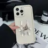 Funda de Teléfono para iPhone18Pro de Gato Blanco de Dibujos Animados Divertido y Perezoso con Cara Redonda, Textura Agradable al Tacto, Acabado Mate y Protección Anti-Caídas
