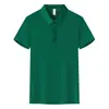 Camisa polo de cor sólida, manga curta, produto principal, versátil, confortável, estilosa, unissex, com logo estampado e bordado workwear
