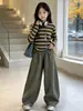 Conjunto de Otoño para Niña 2026 Nuevo Estilo Coreano Conjunto de Dos Piezas de Manga Larga a Rayas y Pantalones de Estilo Guadaña para Bebé Niña Primavera y Otoño