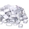 Em estoque venda direta dois furos cor transparente acrílico costurado à mão diamante botão jóias acessórios retangular cristal botão