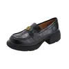 Mocassins Camélia para mulheres, nova coleção outono 2026, estilo faculdade britânica retrô, sola grossa, versáteis, sapatos baixos fáceis de usar, sapatos pequenos de couro