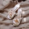Zapatillas de Vacaciones Estilo Hada para Mujer Niche Brisa Nocturna Pétalo Playa Chanclas Sandalias Planas de Punta Abierta