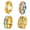 Nuevo anillo de doble fila con forma de flor de glicinia y diamantes completos para mujer, con cadena giratoria, de Amazon transfronterizo