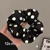 Goma para el cabello de lunares blancos y negros estilo coreano para mujer, Suave Elegante, Simple y Versátil Estilo Perezoso Accesorios para el cabello de tela