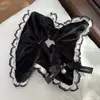 Estilo Coreano Retro Bufanda Cuadrada de Terciopelo de Alta Calidad Anillo para el Cabello 2025 Nuevo Encaje Lazo Negro Anillo de Tazón Grande