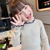 [en stock] Camiseta de fondo de punto para niñas de Corea del Sur, otoño e invierno, nueva, cuello alto, estilo extranjero, niños cálido
