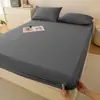 Protector de colchón Simmons de algodón lavado de cobertura total, funda de colchón a prueba de polvo para dormitorio, funda de colchón a prueba de polvo de color liso, venta al por mayor