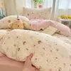 Conjunto de cama de três peças em gaze de camada dupla para dormitório estudantil, capa de edredom individual, lençol com elástico, lençol de cama, acessórios de cama