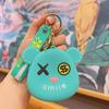 Monedero con diseño de oso violento, llavero de silicona con dibujos animados, tarjetero, cartera, llavero creativo para coche, colgante para bolso.