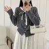 Cárdigan de Punto con Encaje y Lazos de Estilo Francés de Manga Larga para Mujer, Nuevo Suéter de Otoño e Invierno con un Top Inspirado en Chanel