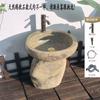 Bacia de Lavatório de Pedra Natural Lavada Integrada ao Ar Livre Coluna de Pedra Bruta para Jardim de Infância Bacia com Bancada Antiga para Varanda