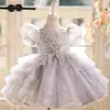 Deslumbrante vestido para bebê de um ano, vestido de daminha, vestido de princesa para festa de aniversário infantil de menina, vestido de tule para anfitriã infantil