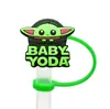 Ventas Directas de Fábrica Serie Yoda Tapas de Paja Reutilizables Goma Suave DIY Tapa Antipolvo para Bebidas Accesorios de Cubierta para Popotes