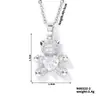 Collar de Oso con Diamantes Completo Transfronterizo Europeo y Americano para Mujer, Acero de Titanio Chapado en Oro Cobre Zirconita Microincrustada, Cadena para Clavícula Estilo Lindo y Dulce Colgante