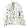 Ins Moda Europeia e Americana Transfronteiriça 2026 Nova Moda Elegante Roupa Feminina Atacado Blazer Jaqueta Acolchoado Barra Floral Bolinhas