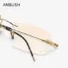 Gafas Ambush Ultra-Ligeras de Titanio Puro Sin Montura Montura para Gafas de Miopía Hombres Negocios Sin Montura Lentes de Miopía 1.67 Luz Azul Anti-Azul