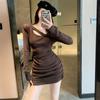 Vestido de Chica Caliente de Hermana Real para Mujer Otoño e Invierno Nuevo Pequeño Ajustado Adelgazante Falda Base Interior Sexy Falda de Cadera