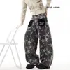 Jeans de perna larga casual solto com estampa de estrela desgastada, estilo de rua, primavera e outono, para mulheres, atacado transfronteiriço