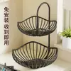 Cesta de Armazenamento para Cozinha para Cebolas, Gengibre e Alho; Suporte de Mesa para Vegetais; Suporte de Frutas Dupla Camada Multifuncional para Uso Doméstico para Sala de Estar
