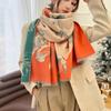 Nueva bufanda gruesa de jacquard con diseño floral de magnolia para mujer, chal de cachemira versátil para otoño e invierno, bufanda cálida a prueba de viento de estilo coreano