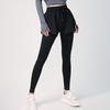 Calça Esportiva Falsa de Duas Peças Anti-Exposição para Mulheres, Justa ao Corpo, Secagem Rápida, Calça de Yoga para Usar por Cima, Calça Fitness Casual de Cintura Alta para Levantar o Bumbum