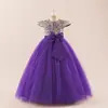 Vestido Formal para Niña, Vestido de Princesa para Niños, Vestido de Tul Abullonado, Vestido de Dama de Honor con Lazo y Flores, Vestido Largo para Fiesta de Baile, Navidad