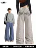 OREETA Pantalones Deportivos Casuales de Rayas de Bloques de Color Americanos Unisex Retro Versátiles para el Trabajo Casual de Pierna Ancha Recta de Longitud Completa