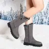 Botas de algodón cálidas y gruesas con forro polar para uso en exteriores, nuevo estilo de invierno 2026, a la moda, antideslizantes, resistentes al frío, ligeras, versátiles botas de nieve para mujer