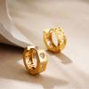 Aretes de Oro de 18K con Forma de Corazón Hueco y Circonitas, Clips para Orejas Poligonales Geométricos, Diseño Simple, Pendientes Transfronterizos Europeos y Americanos