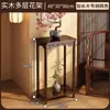 Suporte para flores, prateleira de armazenamento, varanda, madeira maciça, multicamadas, chão, sala de estar, estilo chinês, mesa de flores, verde carnudo, suporte para vasos de flores