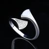 Venta en Vivo Moda Personalizado Pluma Fritillaria Anillo Simple de Plata para Mujer Circonita Incrustada Anillo Abierto para Dedo Índice Anillo